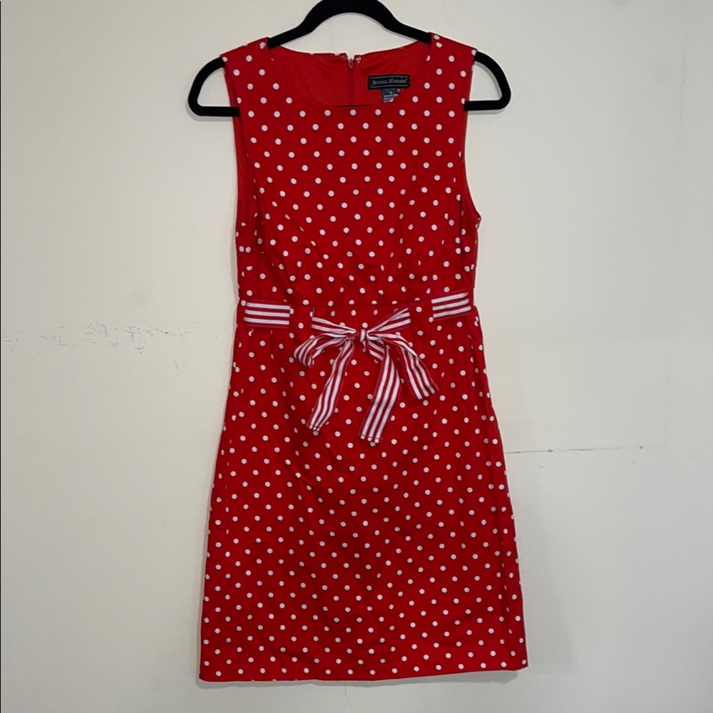 Jessica Howard Red Sheath Dress Sleeveless Crew Neck